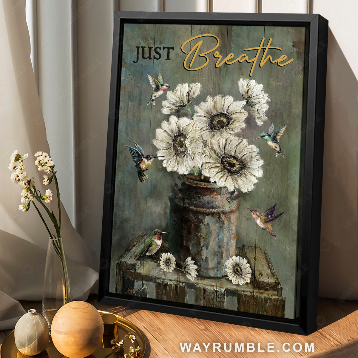 Gerbera daisy, Colorful hummingbird, Just breathe - Jesus Portrait Canvas Prints, Christian Wall Art