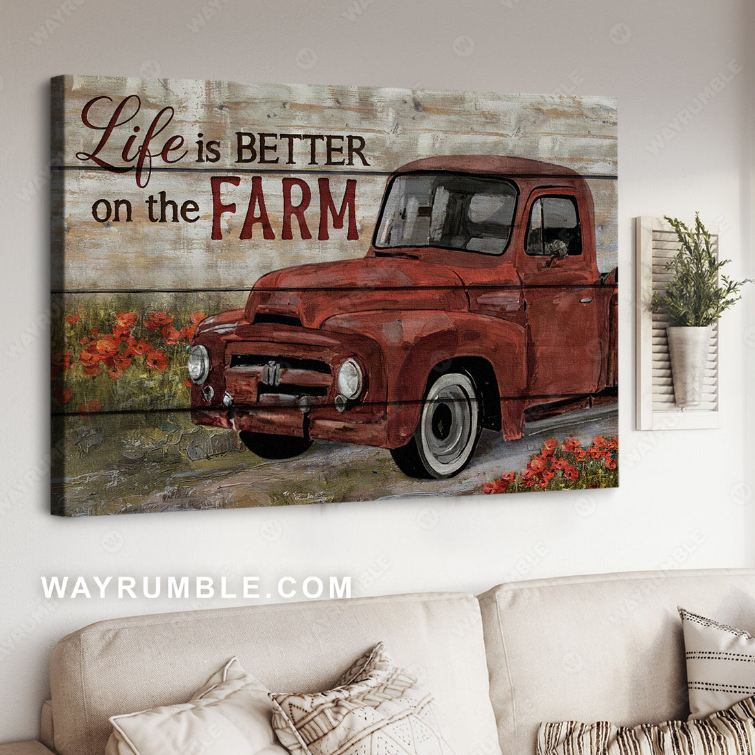Unique ladybug car, Poppy flower field, Life is better on the farm - Jesus Landscape Canvas Prints, Christian Wall Art