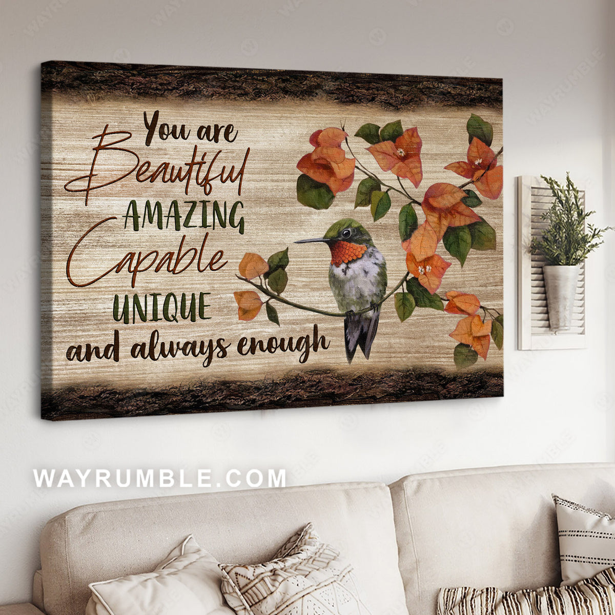 Gorgeous flower, pretty hummingbird, you are beautiful - Jesus Landscape Canvas Prints, Christian Wall Art