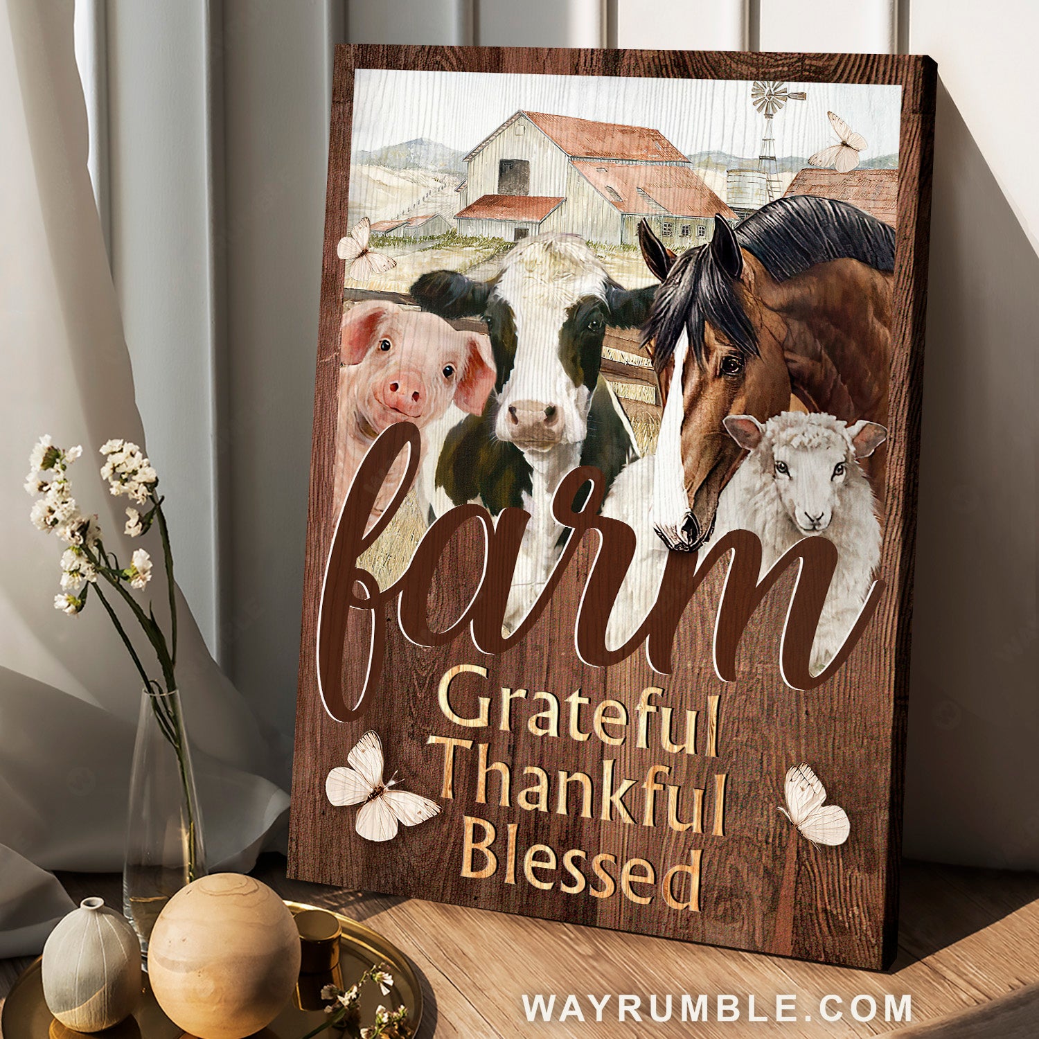 Lovely farm, Animal painting, Grateful, Thankful, Blessed - Jesus Portrait Canvas Prints, Home Decor Wall Art