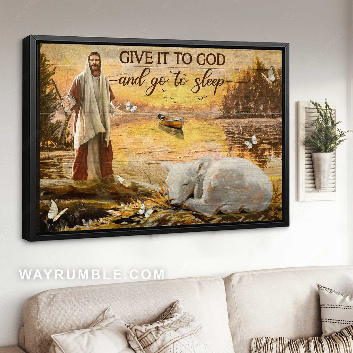 Watercolor lamb, Magic lake, The life of Jesus, Give it to God and go to sleep - Jesus Landscape Canvas Prints, Christian Wall Art
