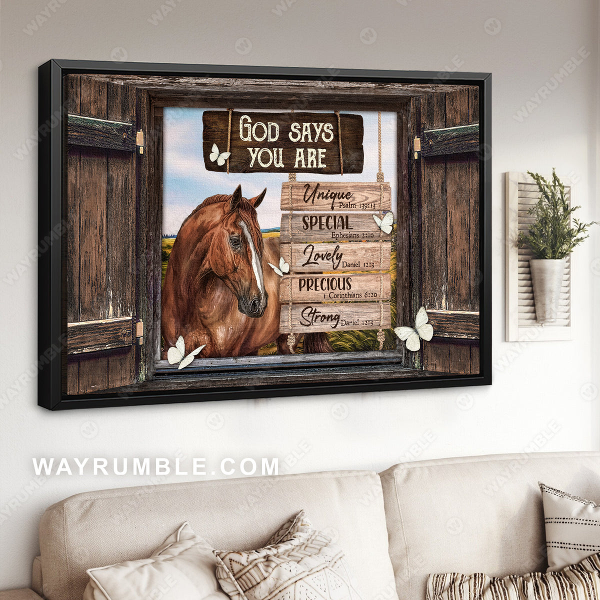 Dream horse, White butterfly, Small window, God says you are unique - Jesus Landscape Canvas Prints, Christian Wall Art