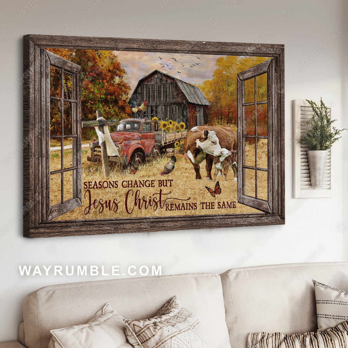 Diary cow drawing, Rice field, Season change but Jesus Christ remain the same - Jesus Landscape Canvas Prints, Christian Wall Art
