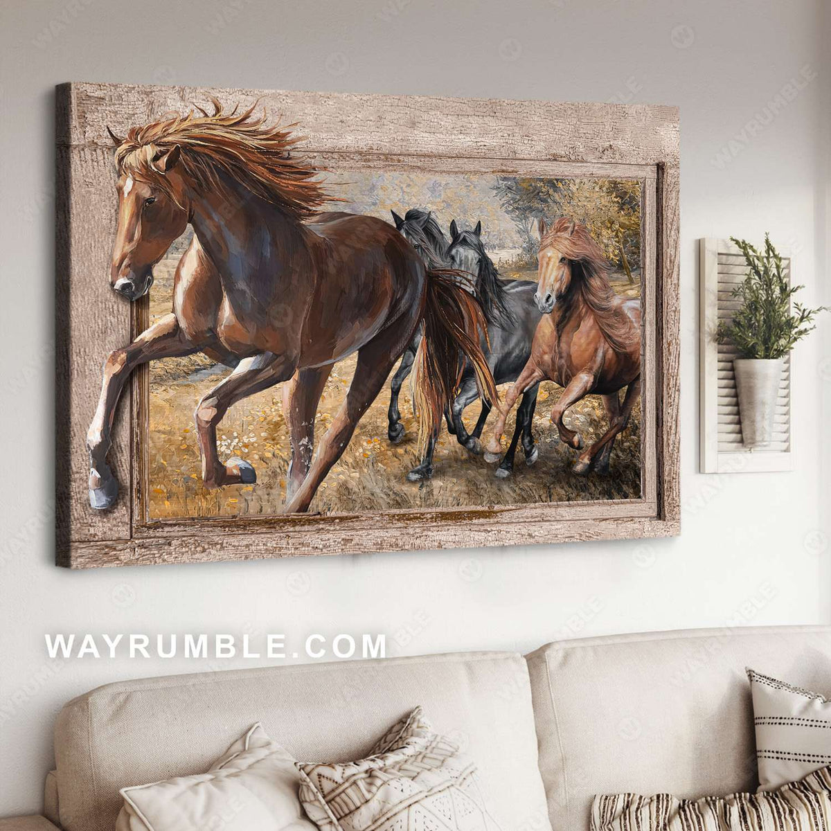 American Quarter Horse, Running horse, Meadow land - Jesus Landscape Canvas Prints, Christian Wall Art