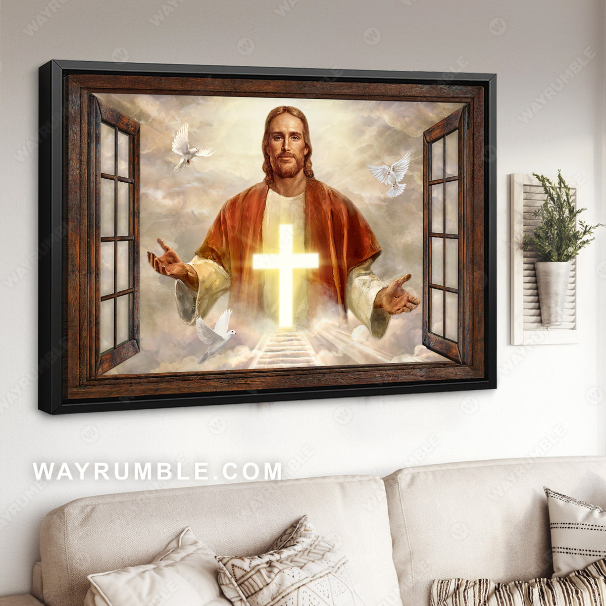 The life of Jesus, Beautiful cross, Dove drawing, Come with me - Jesus Landscape Canvas Prints, Christian Wall Art