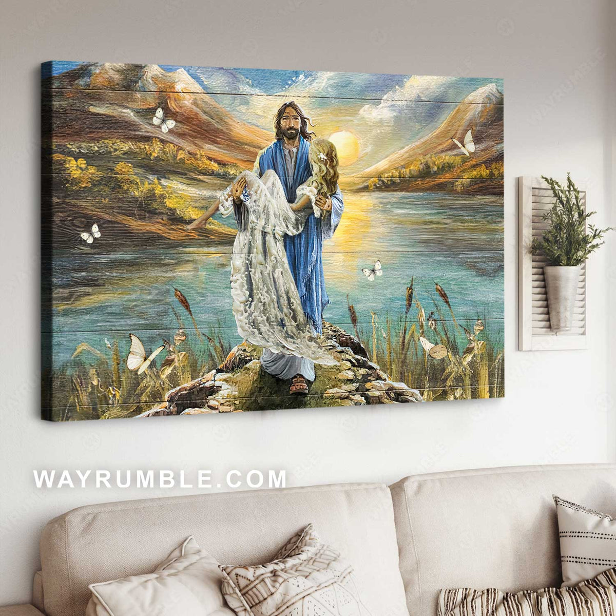 Jesus calls, Beautiful girl, Peace painting, Sunset drawing - Jesus Landscape Canvas Prints, Christian Wall Art