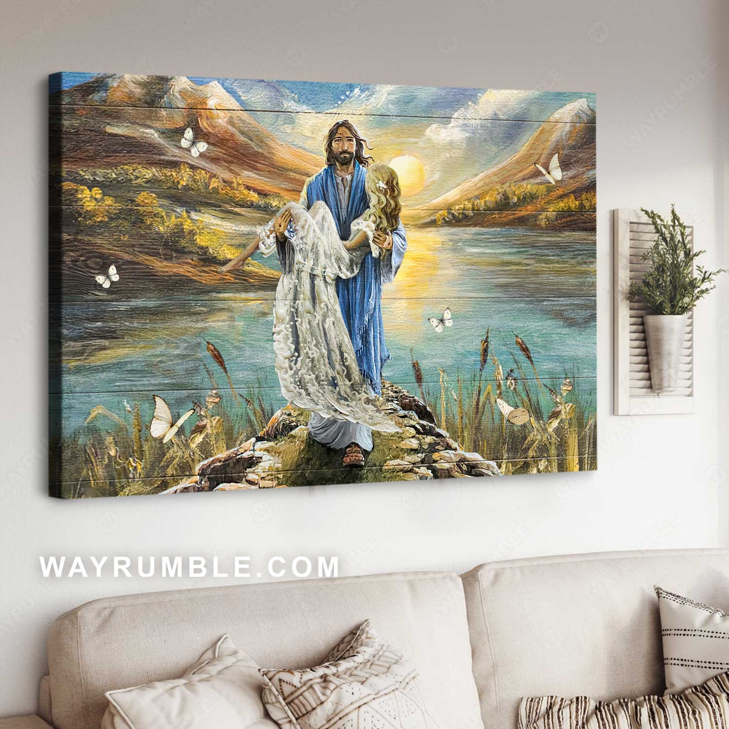 Jesus calls, Beautiful girl, Peace painting, Sunset drawing - Jesus Landscape Canvas Prints, Christian Wall Art