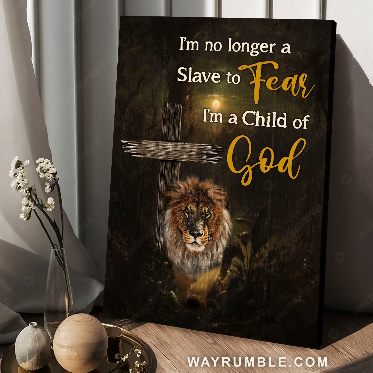 Lion painting, The old rugged cross, Lion of Judah, Beautiful moonlight, I'm a child of God - Jesus Portrait Canvas Prints, Christian Wall Art