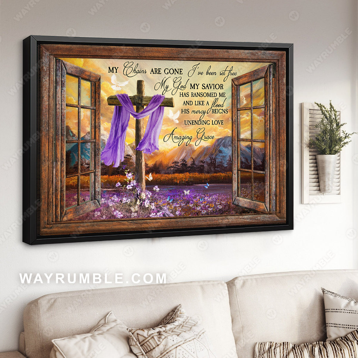 Flower Field, Meadow landscape, The rugged cross, Amazing Grace - Jesus Landscape Canvas Prints, Christian Wall Art