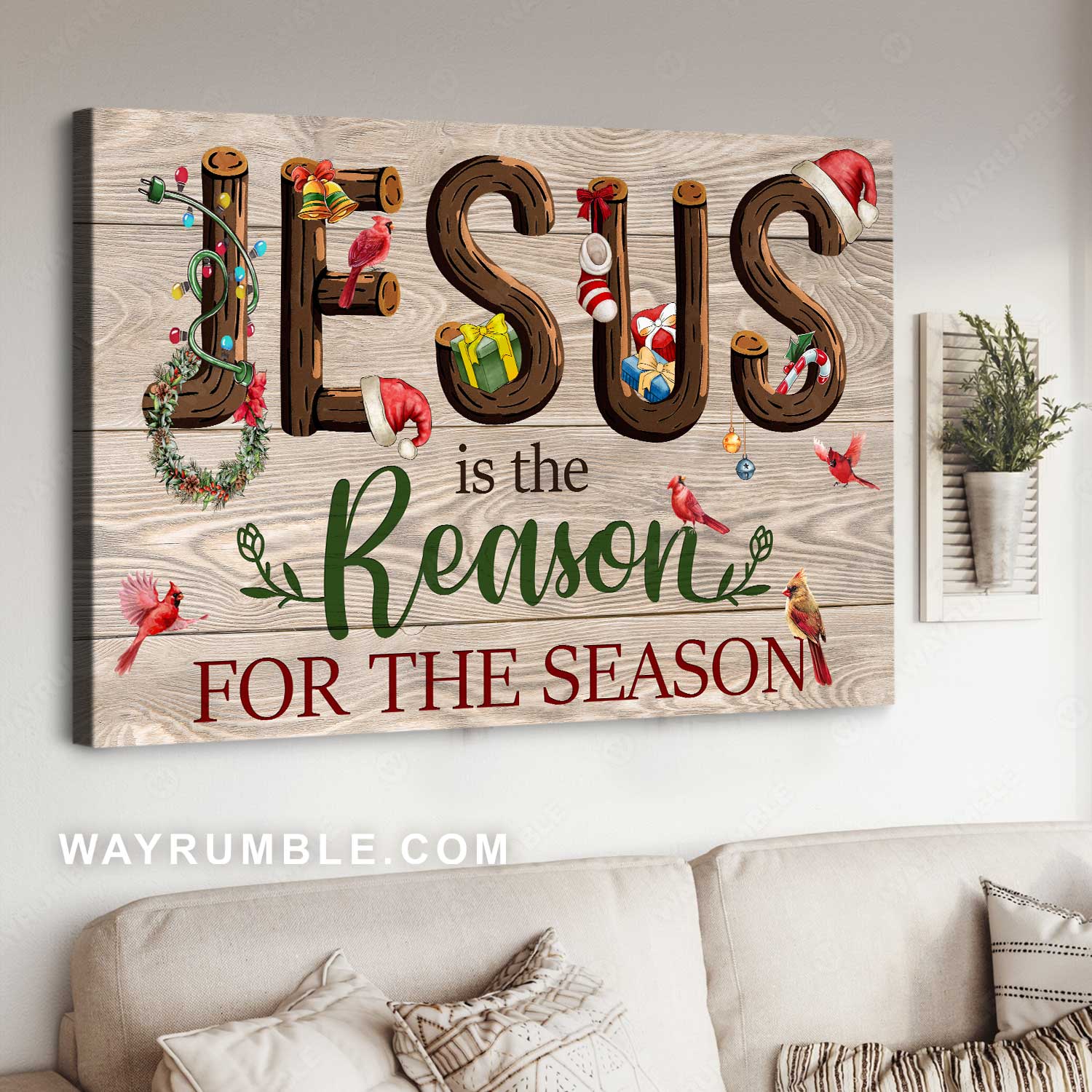 Christmas is coming, Cute drawing, Jesus is the reason for the season - Jesus Landscape Canvas Prints, Home Decor Wall Art
