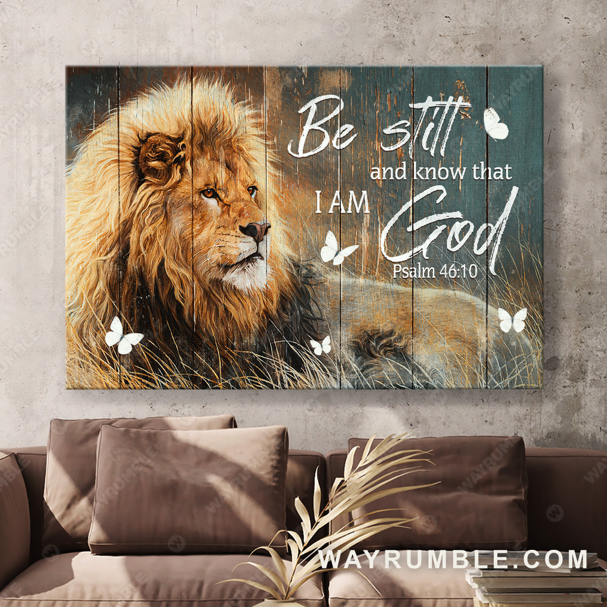 Lion king, Lion Jesus, White butterfly, Be still I am God - Jesus Landscape Canvas Prints, Christian Wall Art