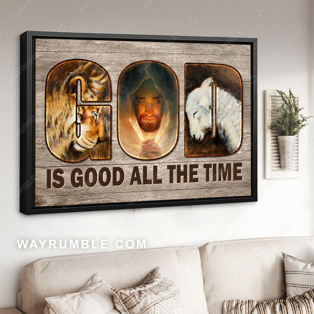 Jesus painting, The lamb of God, the Lion of Judah, God is good all the time - Jesus Landscape Canvas Prints, Wall Art
