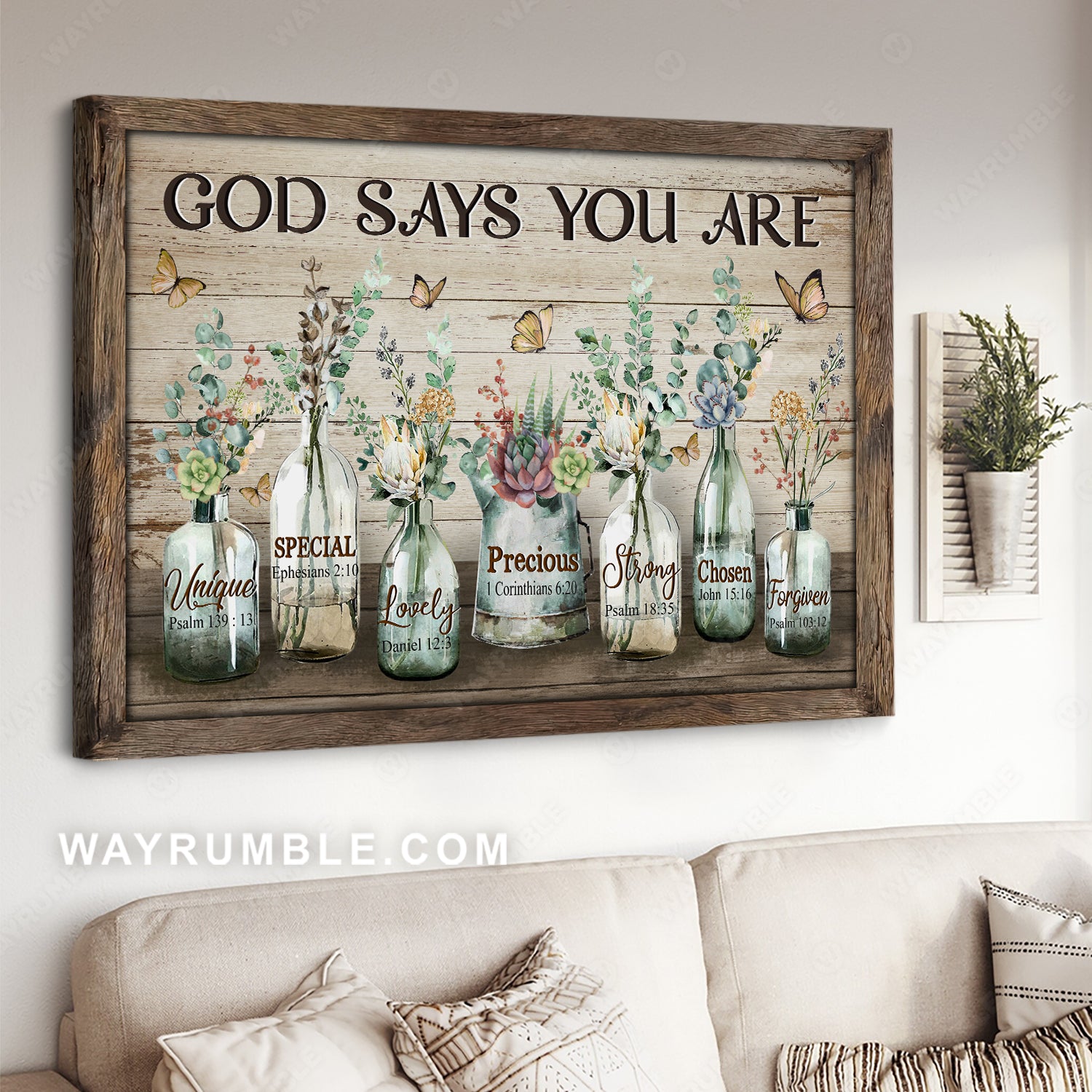 Baby flower, Vintage garden, Yellow butterfly, God says you are unique - Jesus Landscape Canvas Prints, Home Decor Wall Art