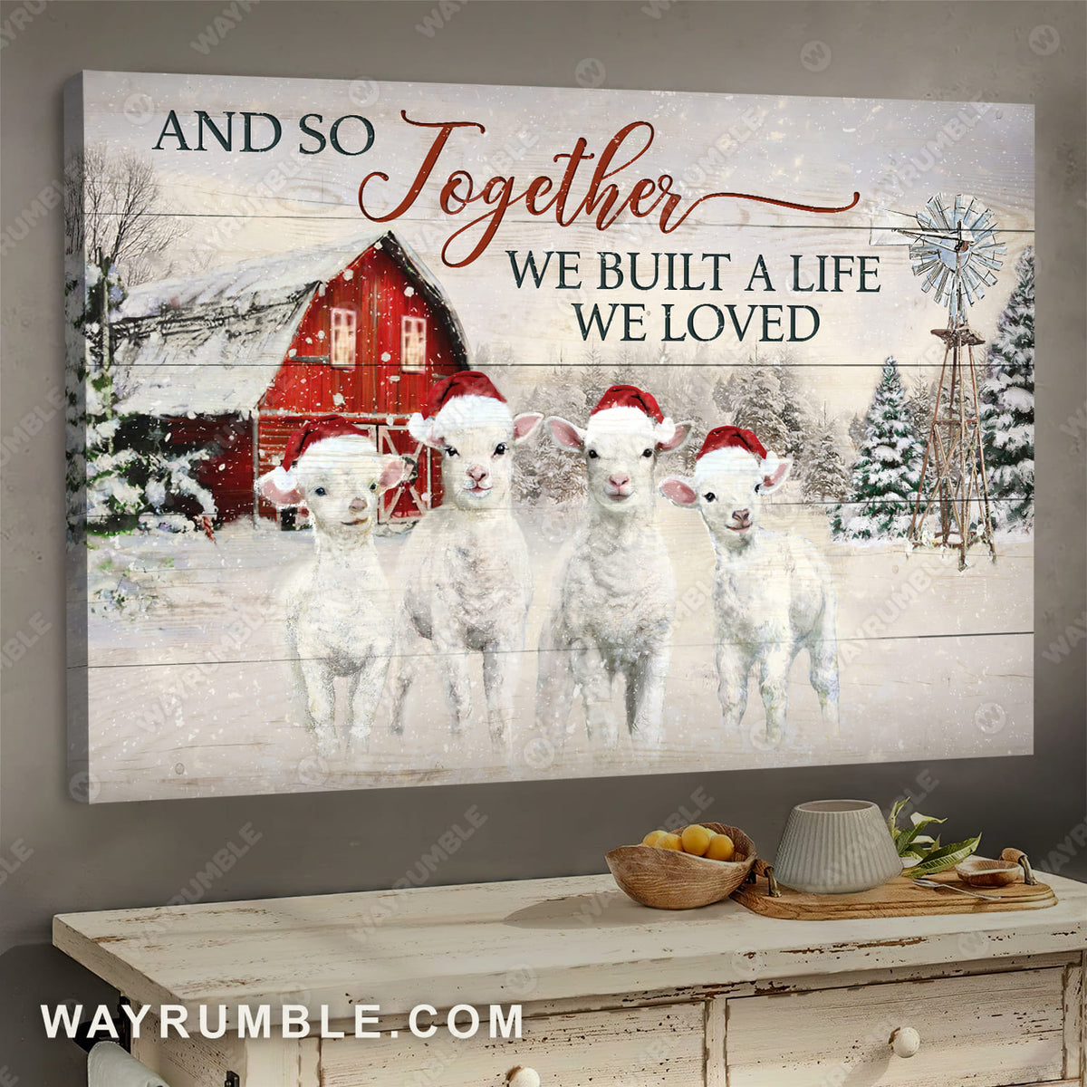 White lamb drawing, Christmas painting, And so together we built a life we loved - Jesus Landscape Canvas Prints, Wall Art