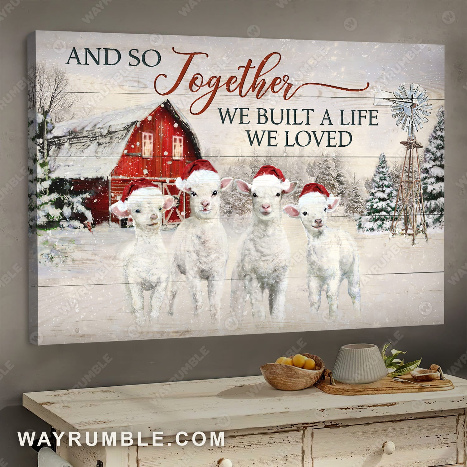 White lamb drawing, Christmas painting, And so together we built a life we loved - Jesus Landscape Canvas Prints, Wall Art