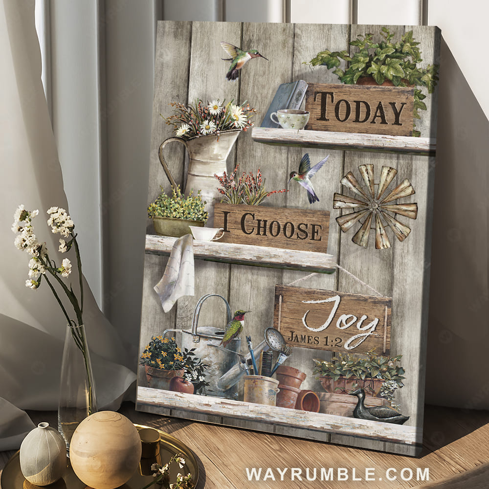 Pretty flower, Watercolor hummingbird, Windmill, Today I choose joy - Jesus Portrait Canvas Prints, Christian Wall Art