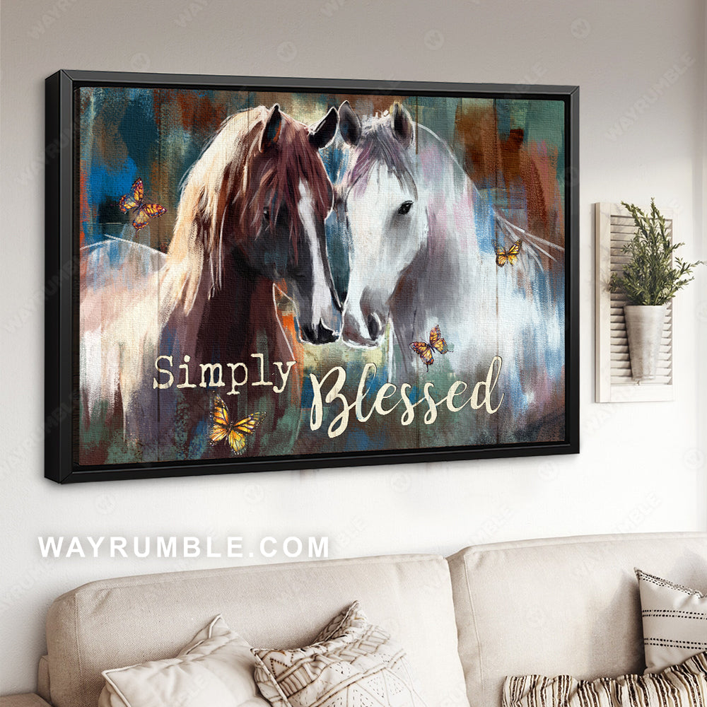 Amazing horse painting, Watercolor drawing, Monarch butterfly, Simply blessed - Jesus Landscape Canvas Prints, Christian Wall Art