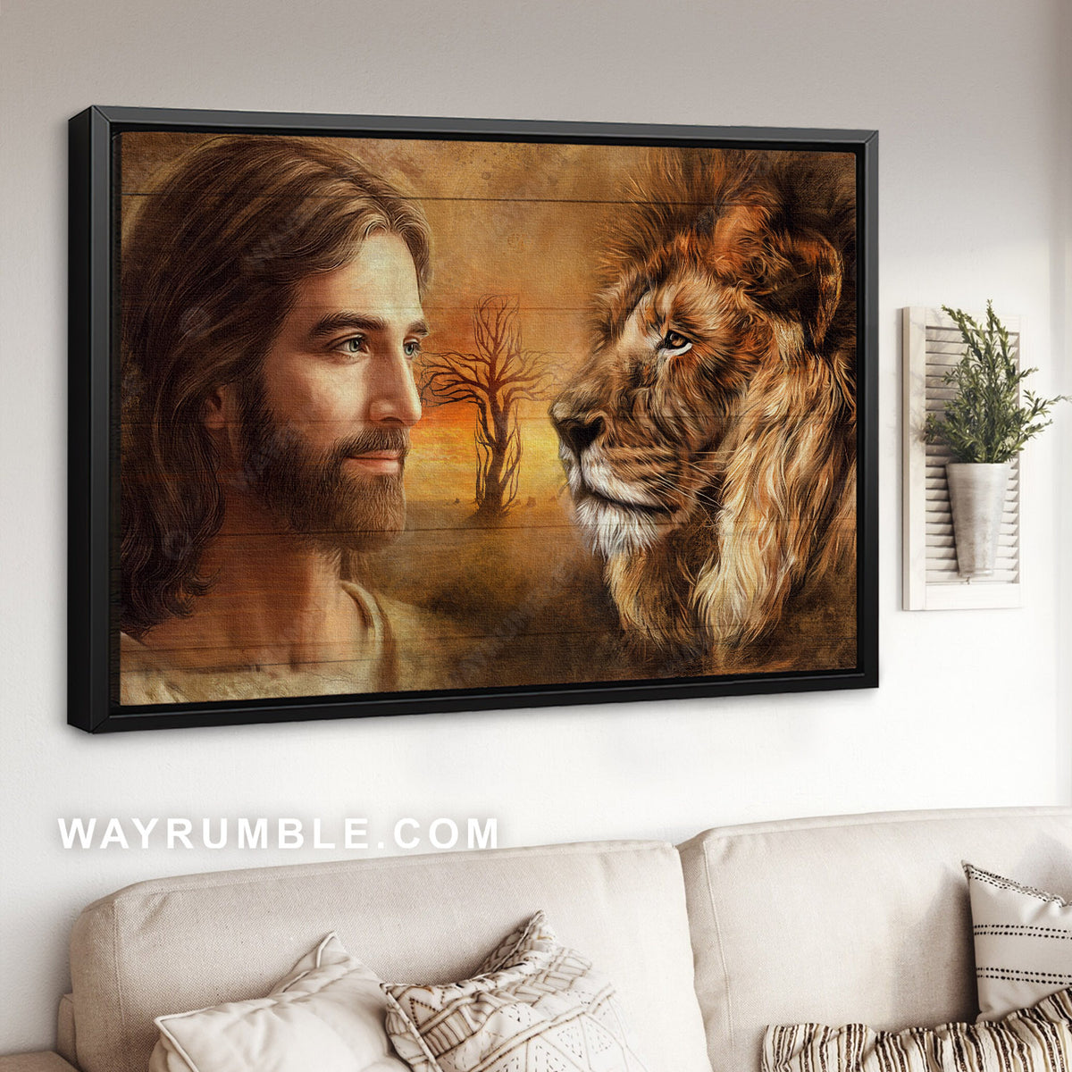Beautiful Jesus drawing, Lion face, Lion of Judah, Face to face - Jesus Landscape Canvas Prints, Christian Wall Art
