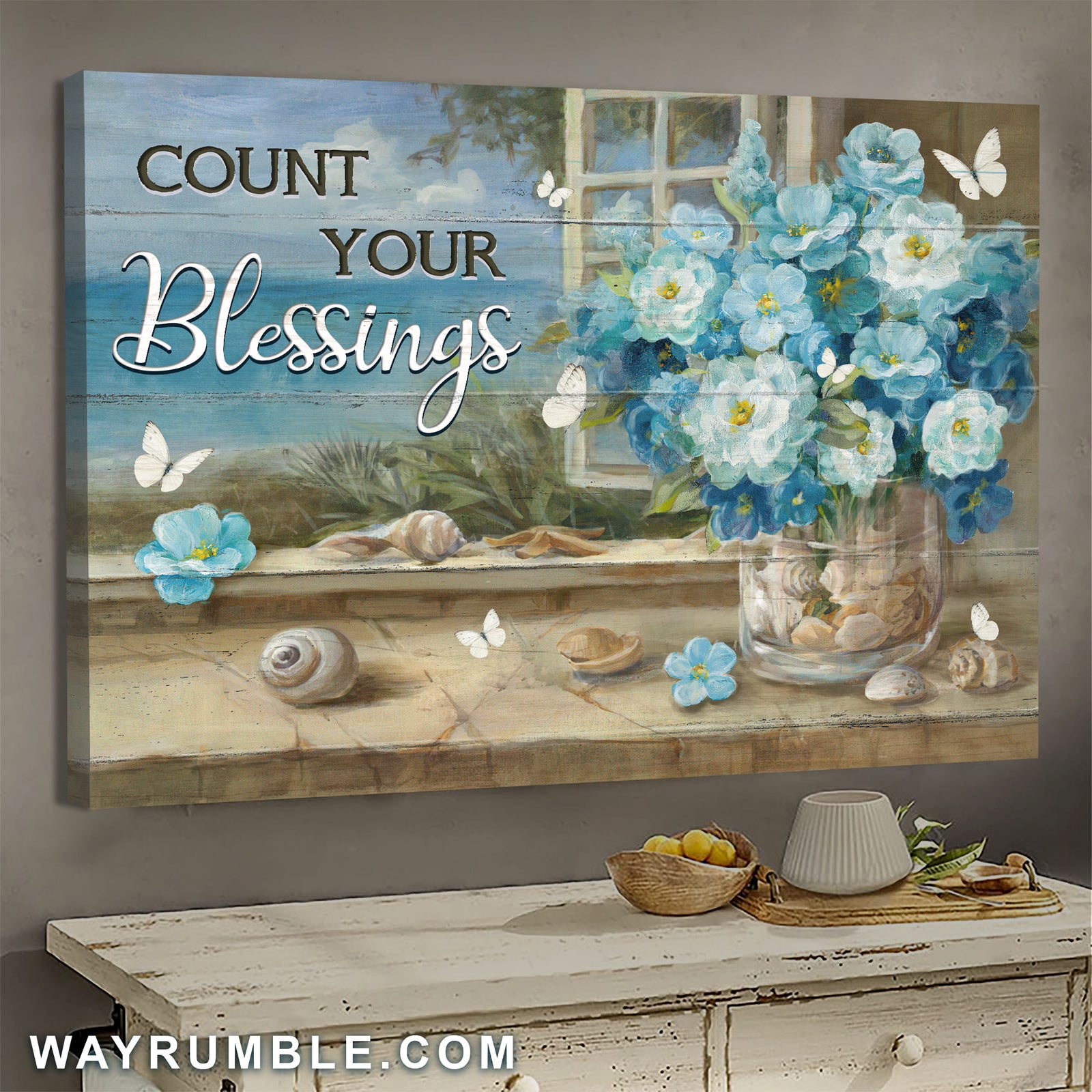 Jesus, Flower bouquet, Bless - Count your blessings Landscape Canvas Prints, Wall Art