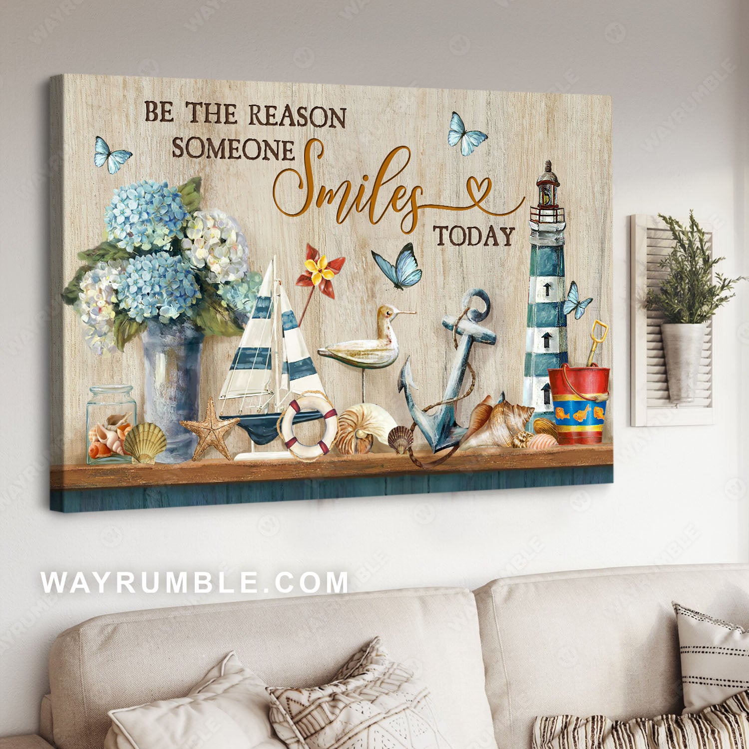 Ocean things, Types of seashell, Blue hydrangea, Be the reason someone smiles - Jesus Landscape Canvas Prints, Christian Wall Art