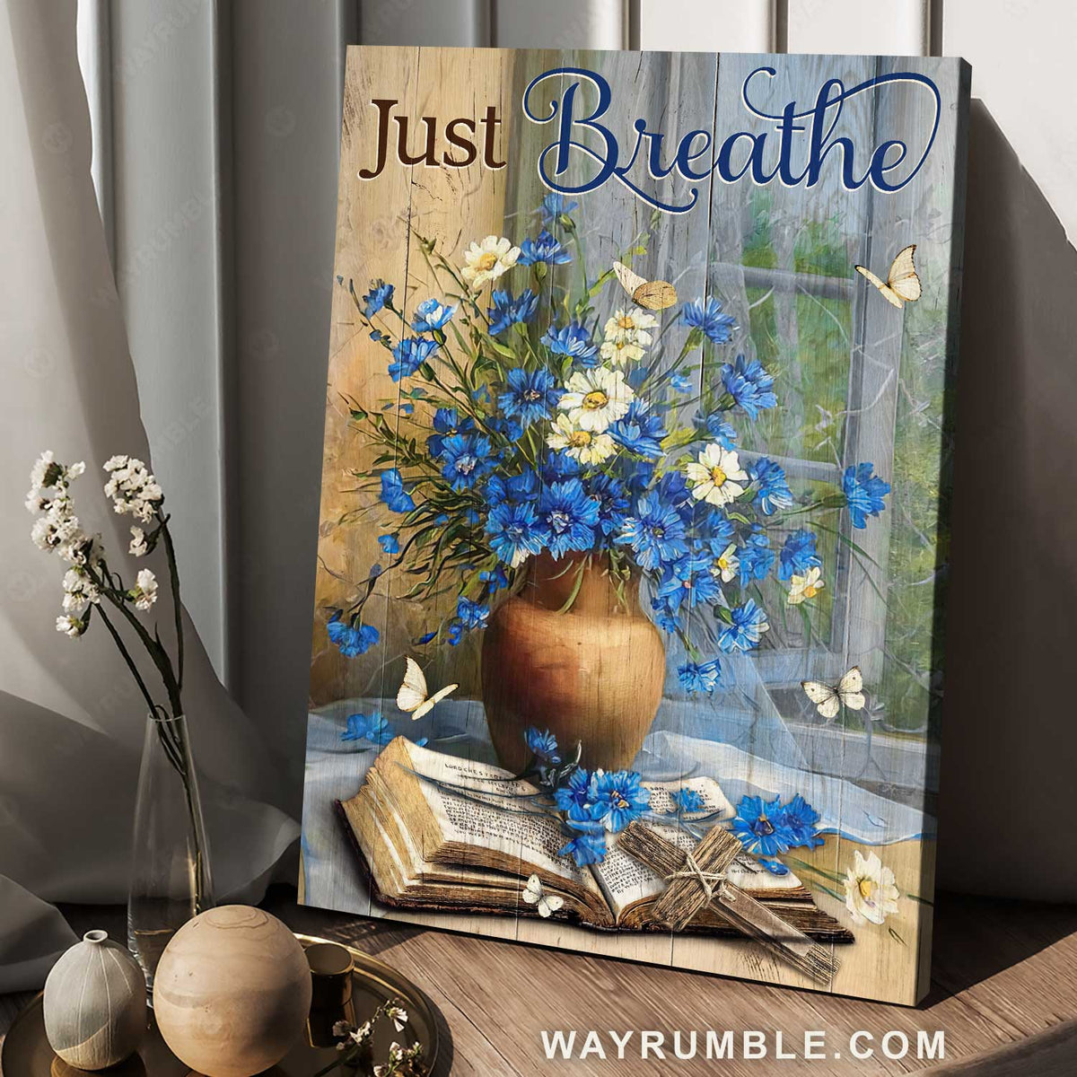 Unique flower, Summer garden, Antique bible, Just breathe - Jesus Portrait Canvas Prints, Home Decor Wall Art
