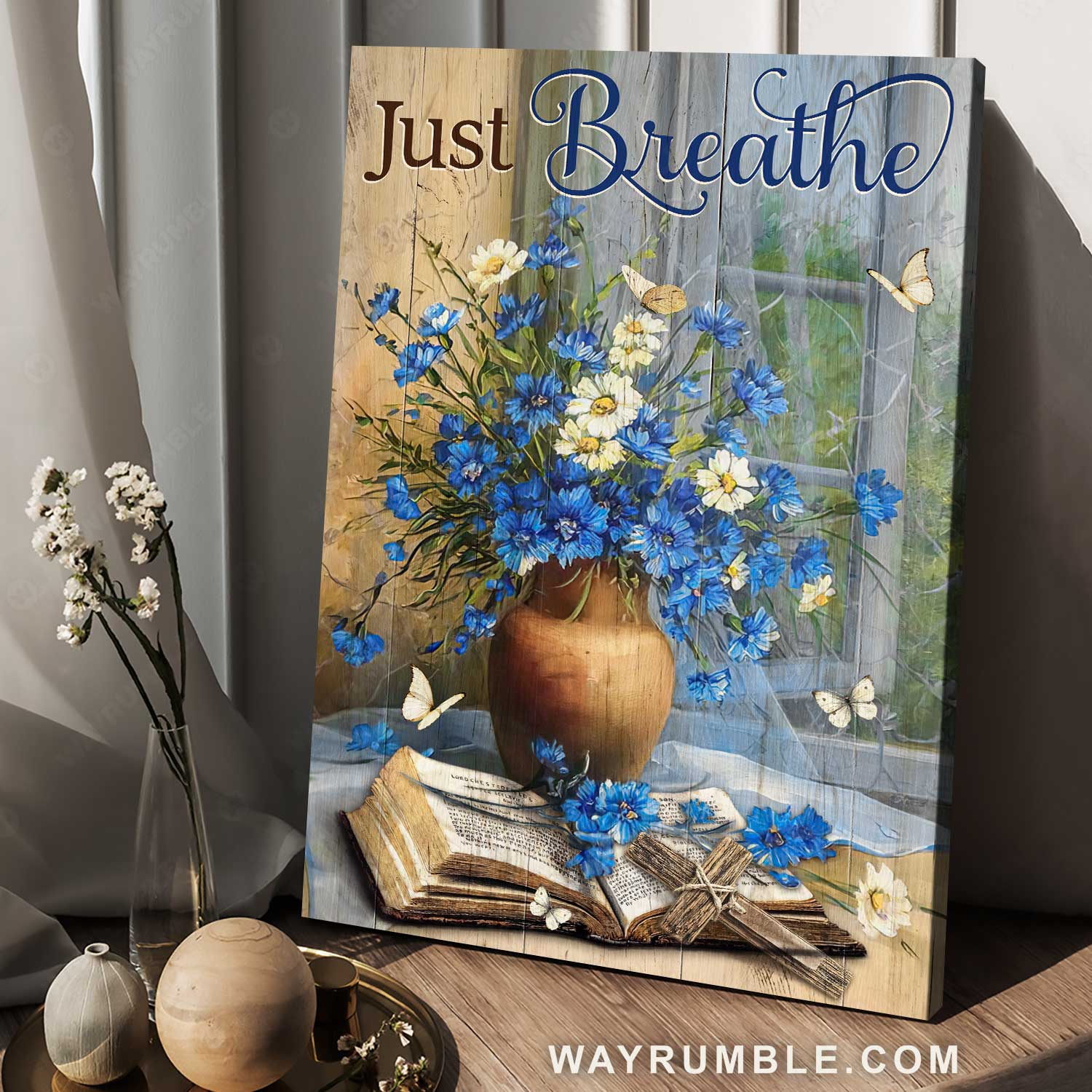 Unique flower, Summer garden, Antique bible, Just breathe - Jesus Portrait Canvas Prints, Home Decor Wall Art