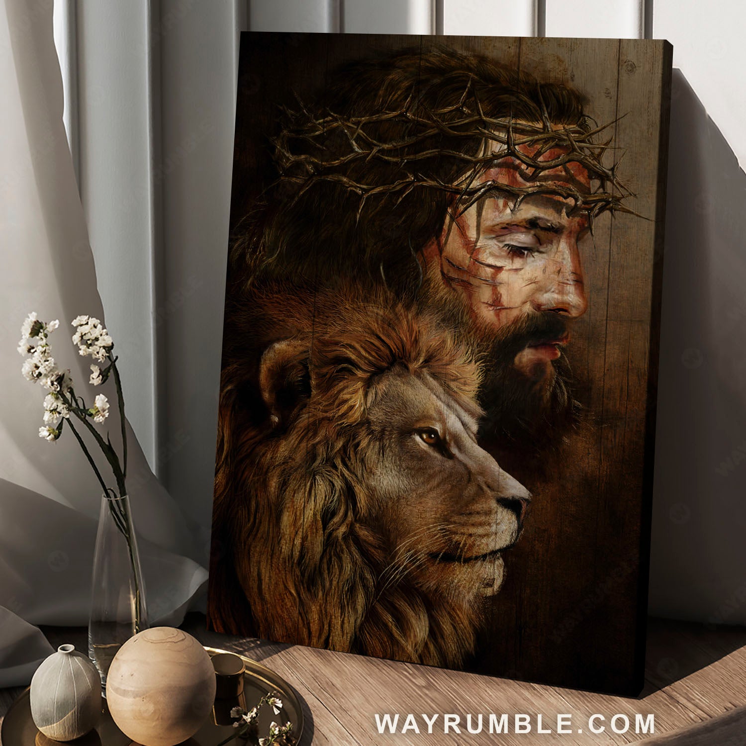 Jesus Christ, Crown of thorns, The Lion of Judah, The life of Jesus - Jesus Portrait Canvas Prints, Christian Wall Art