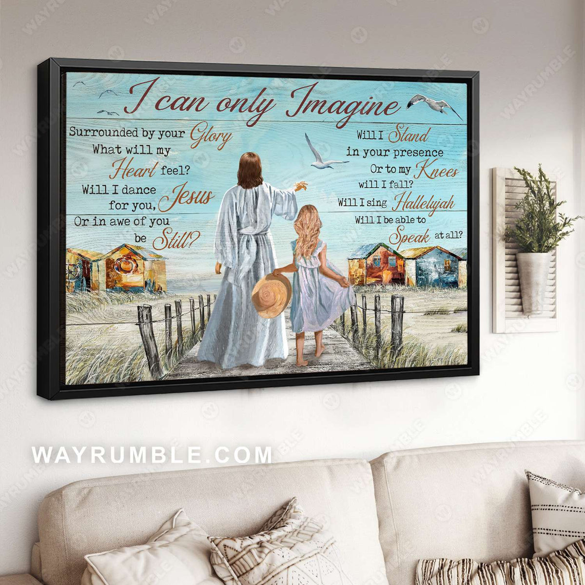 Walking with Jesus, Gull, Old village, I can only imagine - Jesus Landscape Canvas Prints, Christian Wall Art