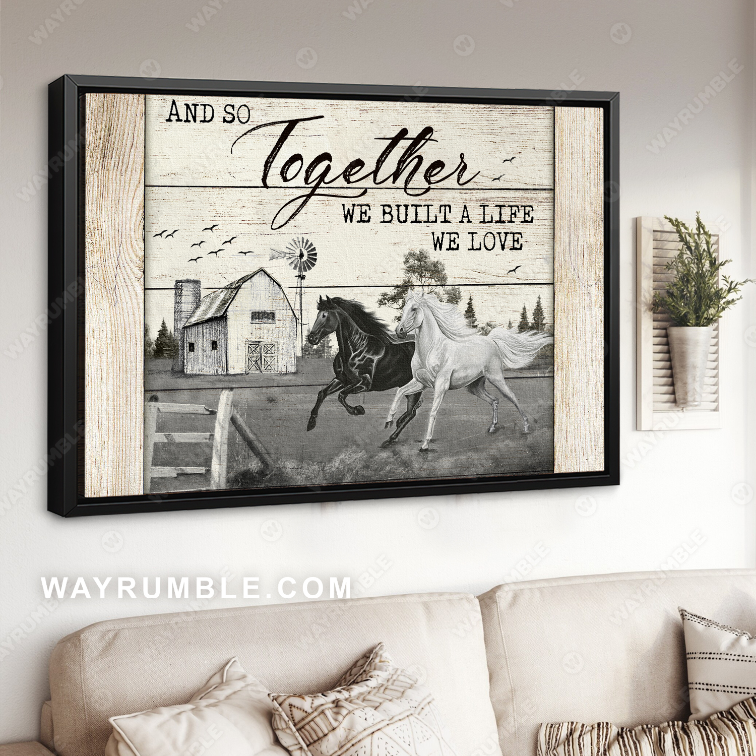 Crazy horses, Black and white painting, And so together we built a life we love - Jesus Landscape Canvas Prints, Christian Wall Art