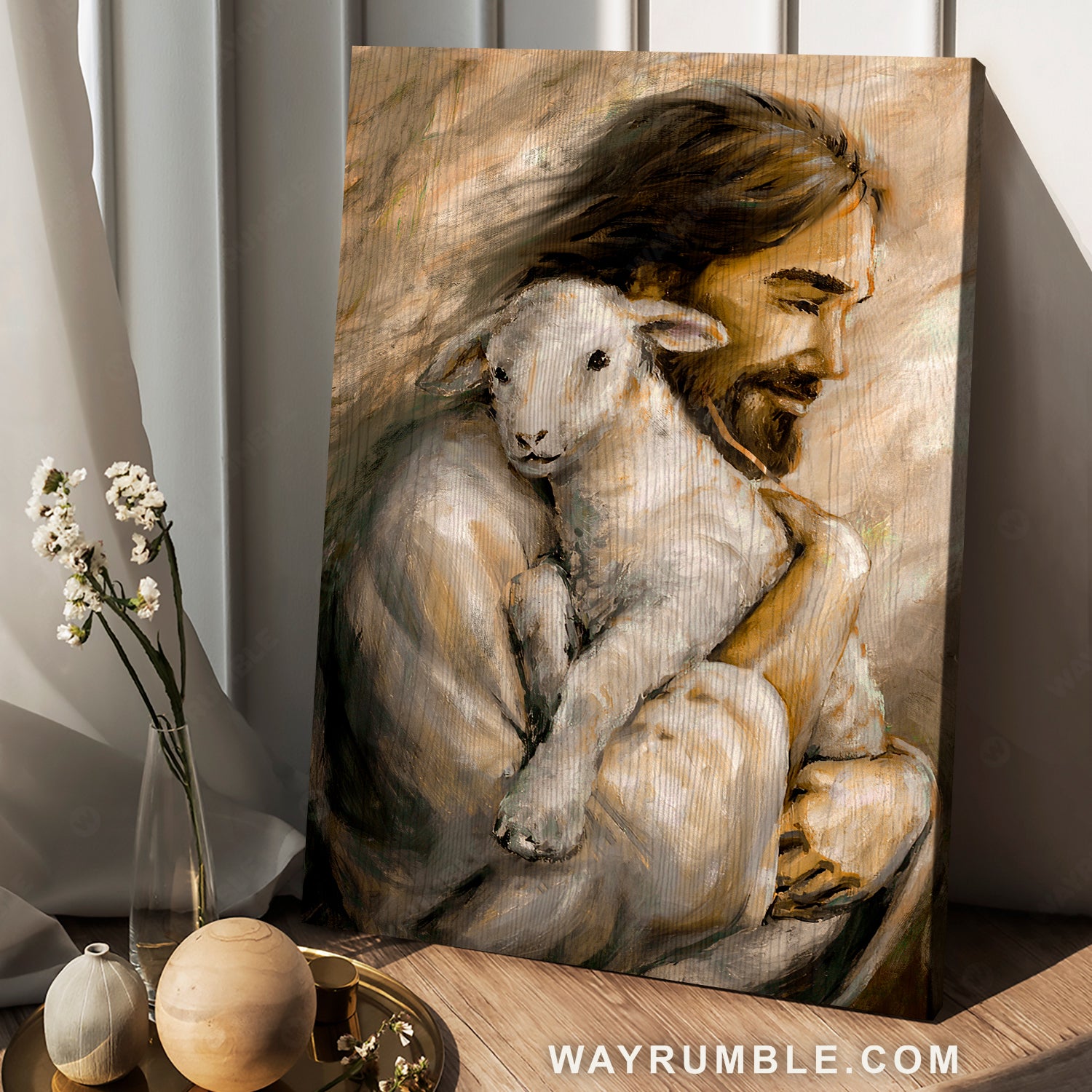 Watercolor painting, Little lamb, Lamb of God, The life of Jesus - Jesus Portrait Canvas Prints, Home Decor Wall Art