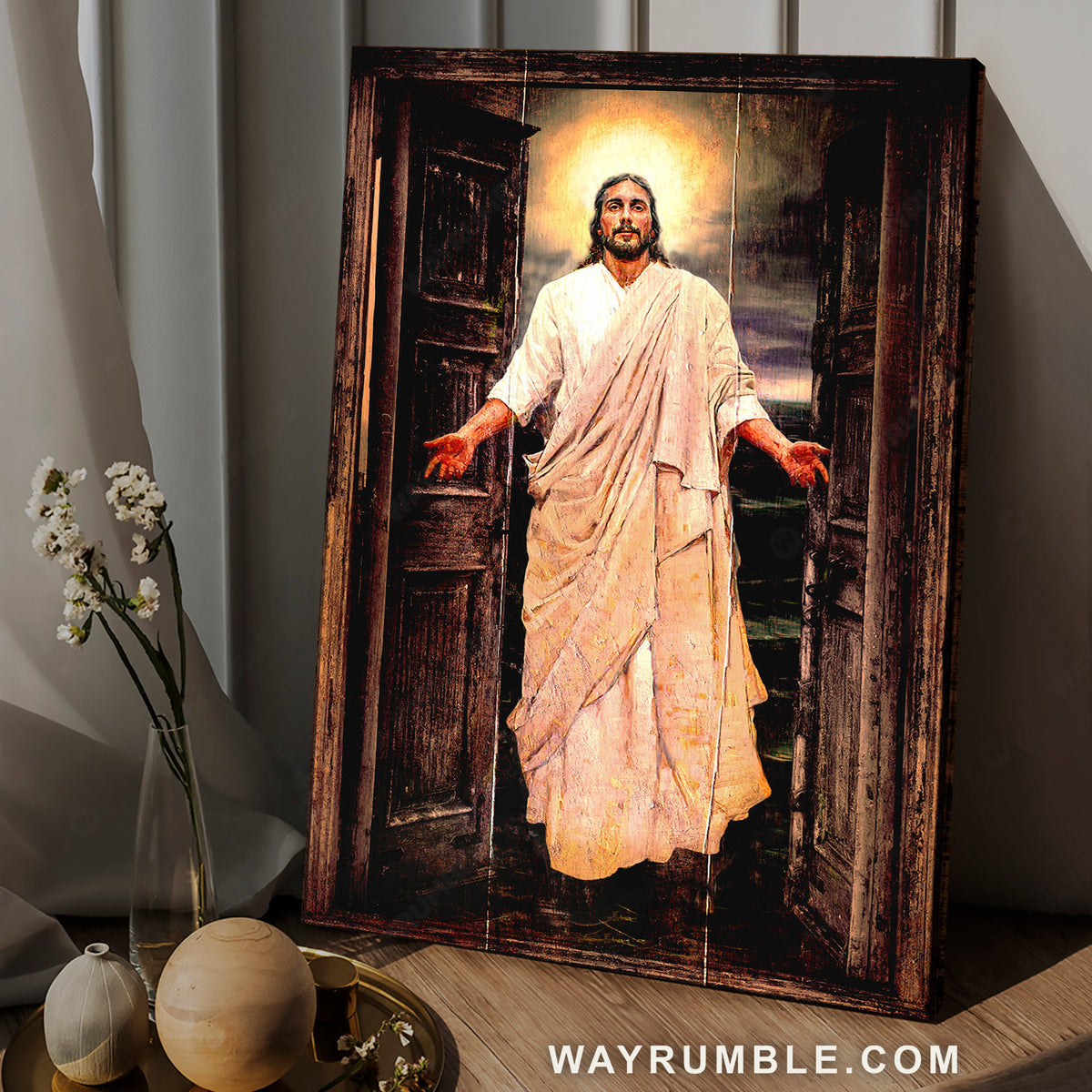Jesus calls, Watercolor Jesus painting, Infinite halo - Jesus Portrait Canvas Prints, Christian Wall Art