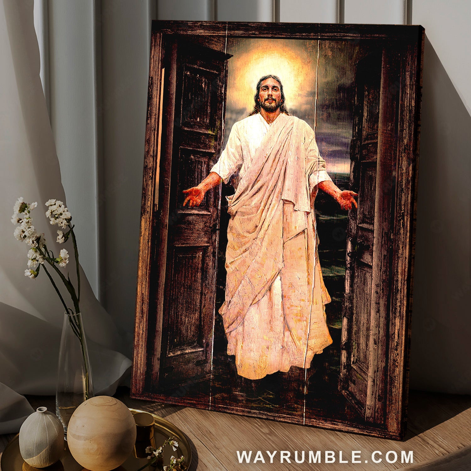 Jesus calls, Watercolor Jesus painting, Infinite halo - Jesus Portrait Canvas Prints, Christian Wall Art