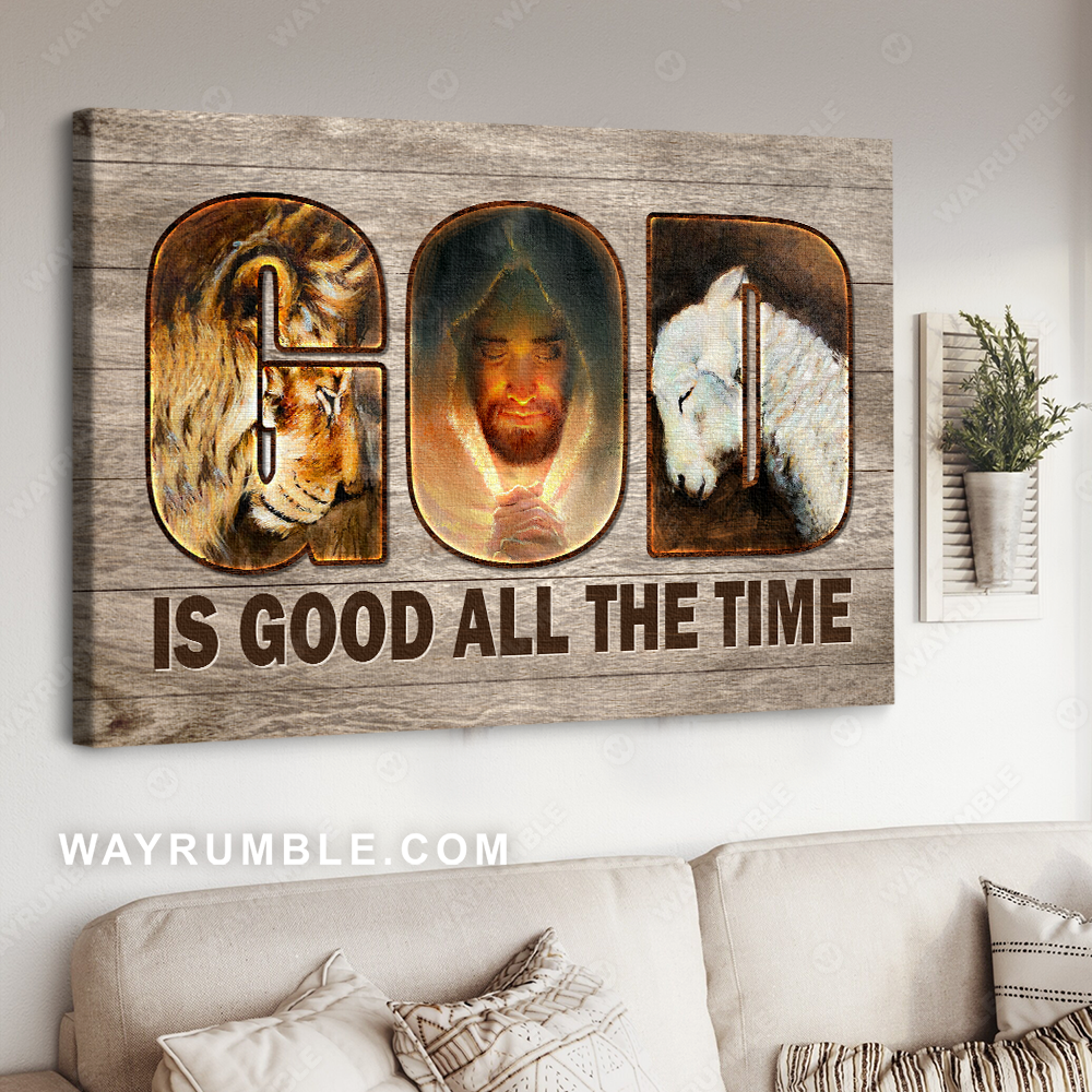 Jesus painting, The lamb of God, The Lion of Judah, God is good all the time - Jesus Landscape Canvas Prints, Christian Wall Art