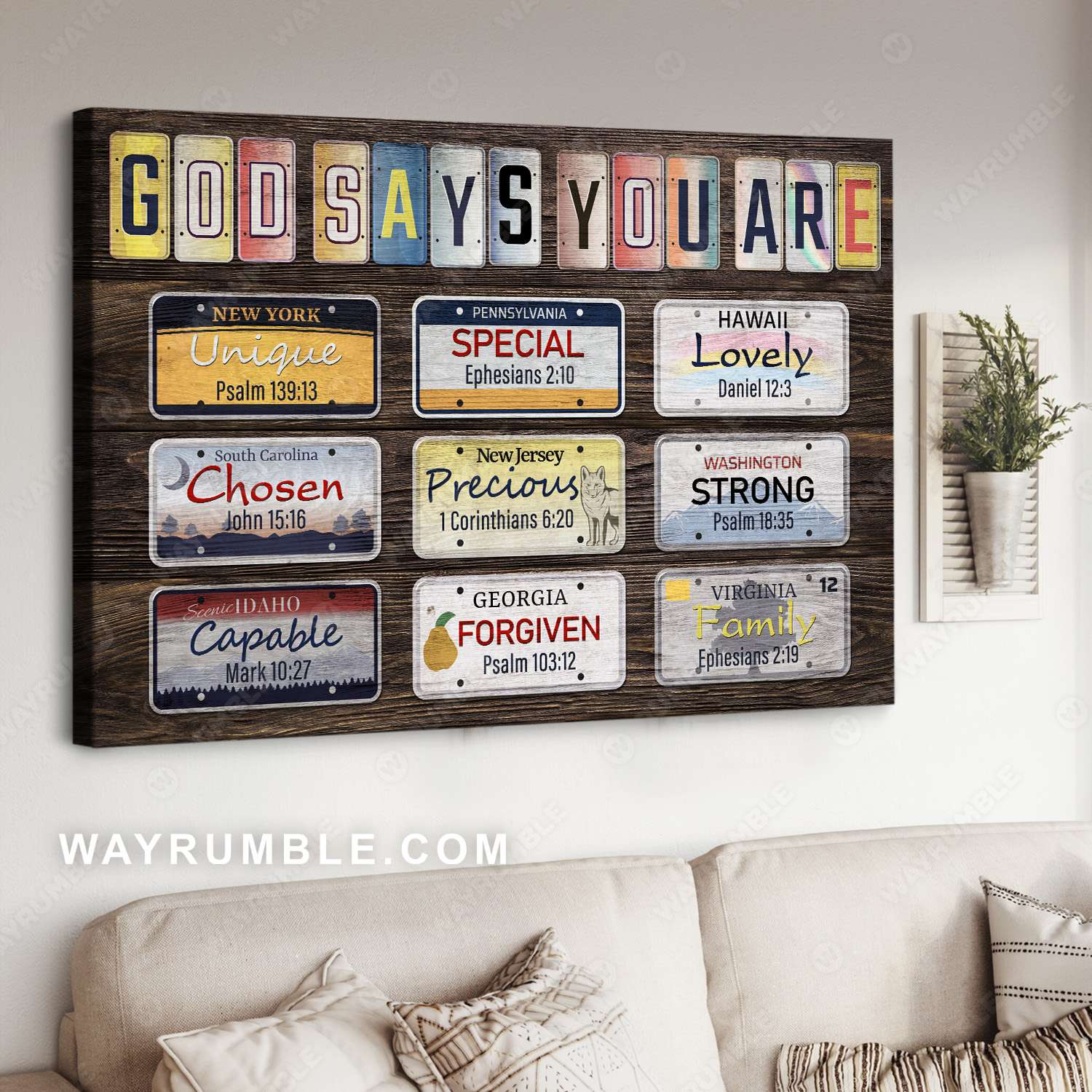 Signpost, License plate, Colorful painting, God says you are - Jesus Landscape Canvas Prints, Christian Wall Art