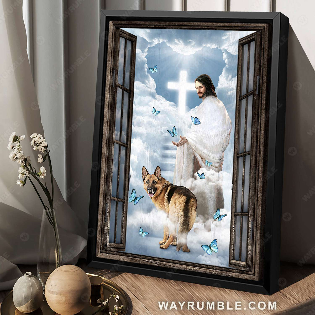 German Shepherd, Jesus painting, Heaven&#39;s light, Come to Jesus - Jesus Portrait Canvas Prints, Wall Art