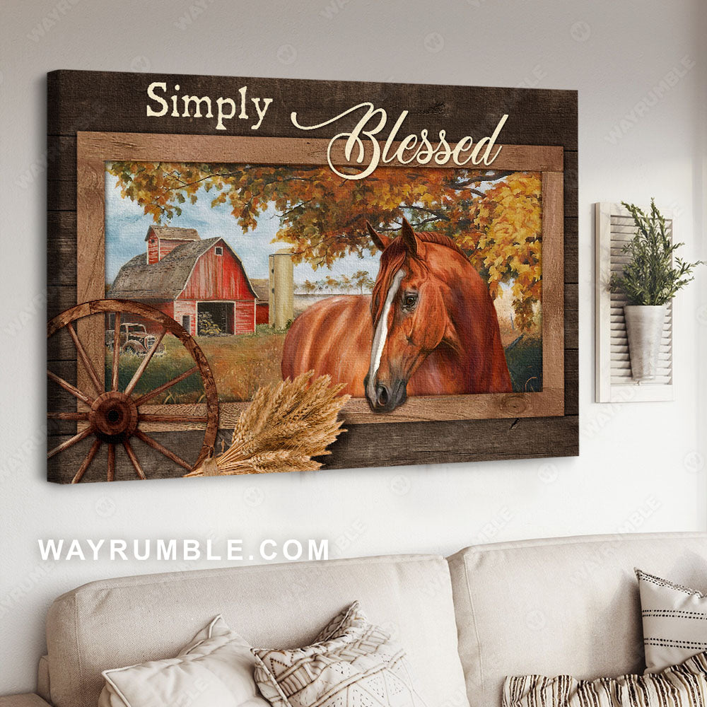 Dream horse, Vintage house, Yellow leaf, Fall painting, Simply blessed - Jesus Landscape Canvas Prints, Christian Wall Art