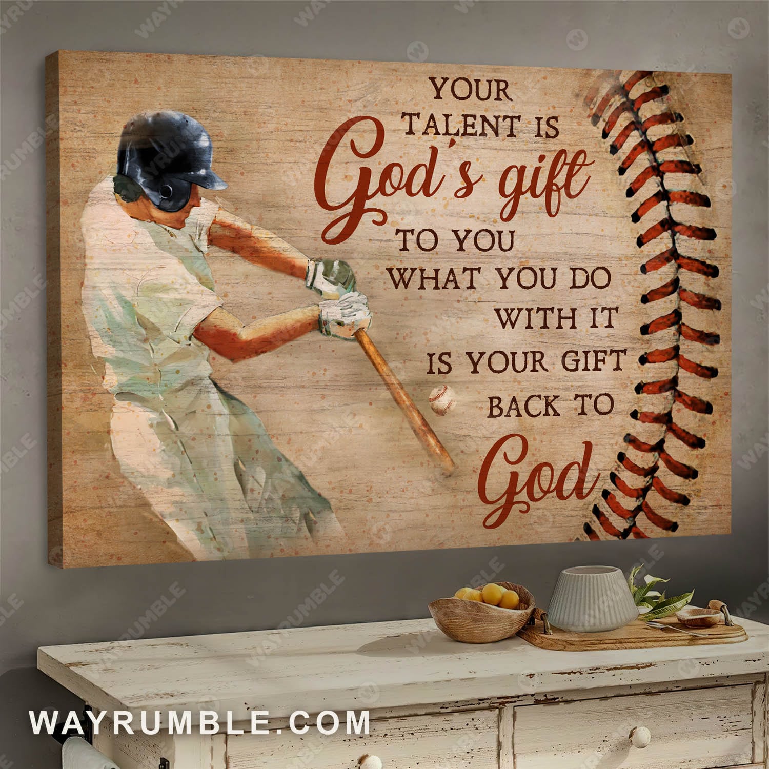 Baseball bat, Sport drawing, Your talent is God's gift to you - Jesus Landscape Canvas Prints, Wall Art