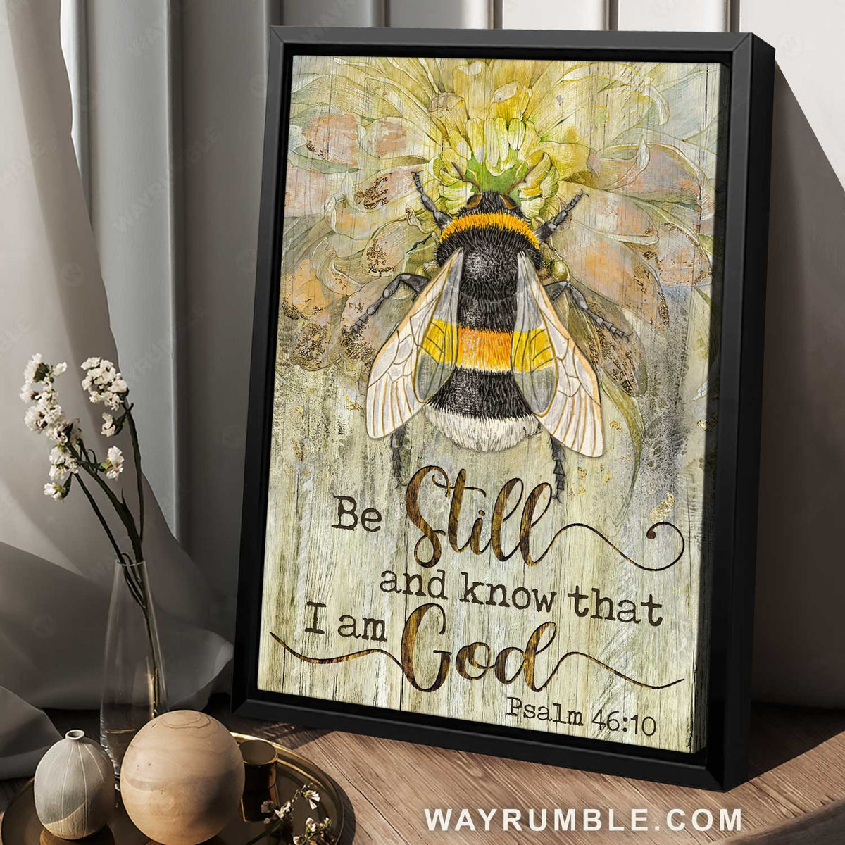 Stunning bee, Sweet flower, Be still and know that I am God - Jesus Portrait Canvas Prints, Christian Wall Art