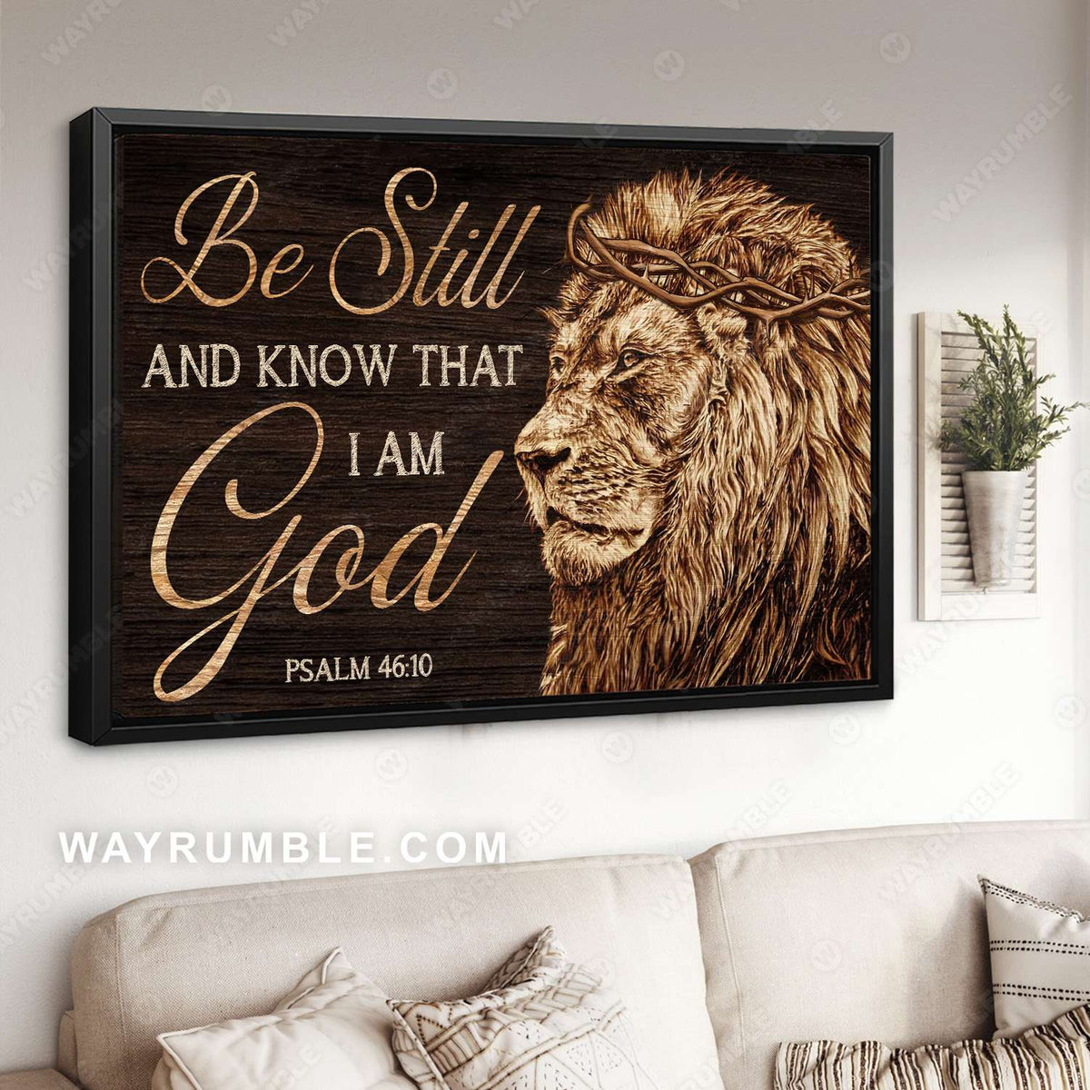 The Lion of Judah, Crown of thorns, Be still and know that I am God - Jesus Landscape Canvas Prints, Christian Wall Art