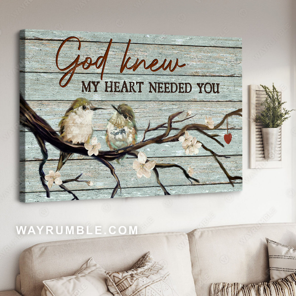 Baby hummingbirds, White jasmine, God knew my heart needed you - Jesus Landscape Canvas Prints, Christian Wall Art