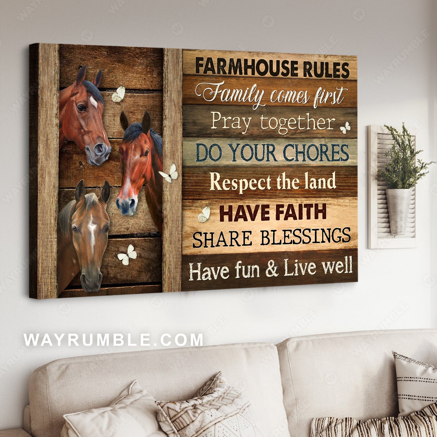 Quarter horses, White butterfly, Jesus painting, Have fun and live well - Jesus Landscape Canvas Prints, Christian Wall Art
