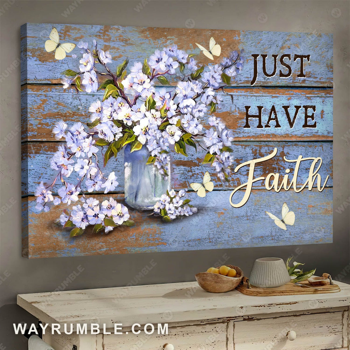 Skeleton flower, Yellow butterfly, Just have faith - Jesus Landscape Canvas Prints, Wall Art