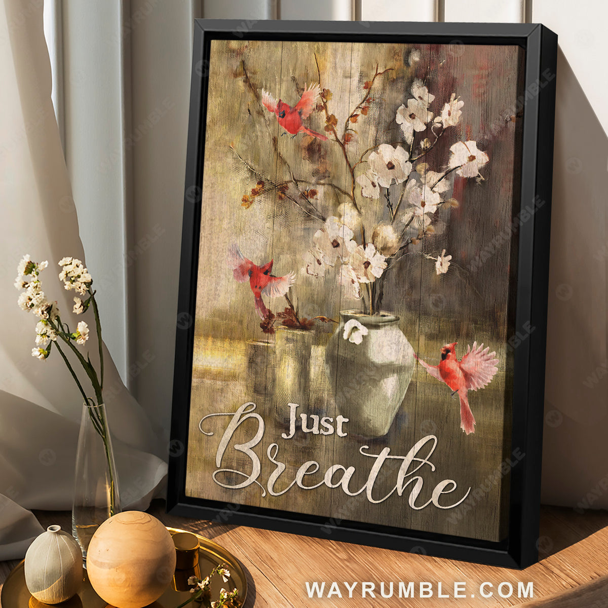 Paper flower painting, Red cardinal, Still life drawing, Just breathe - Jesus Portrait Canvas Prints, Christian Wall Art