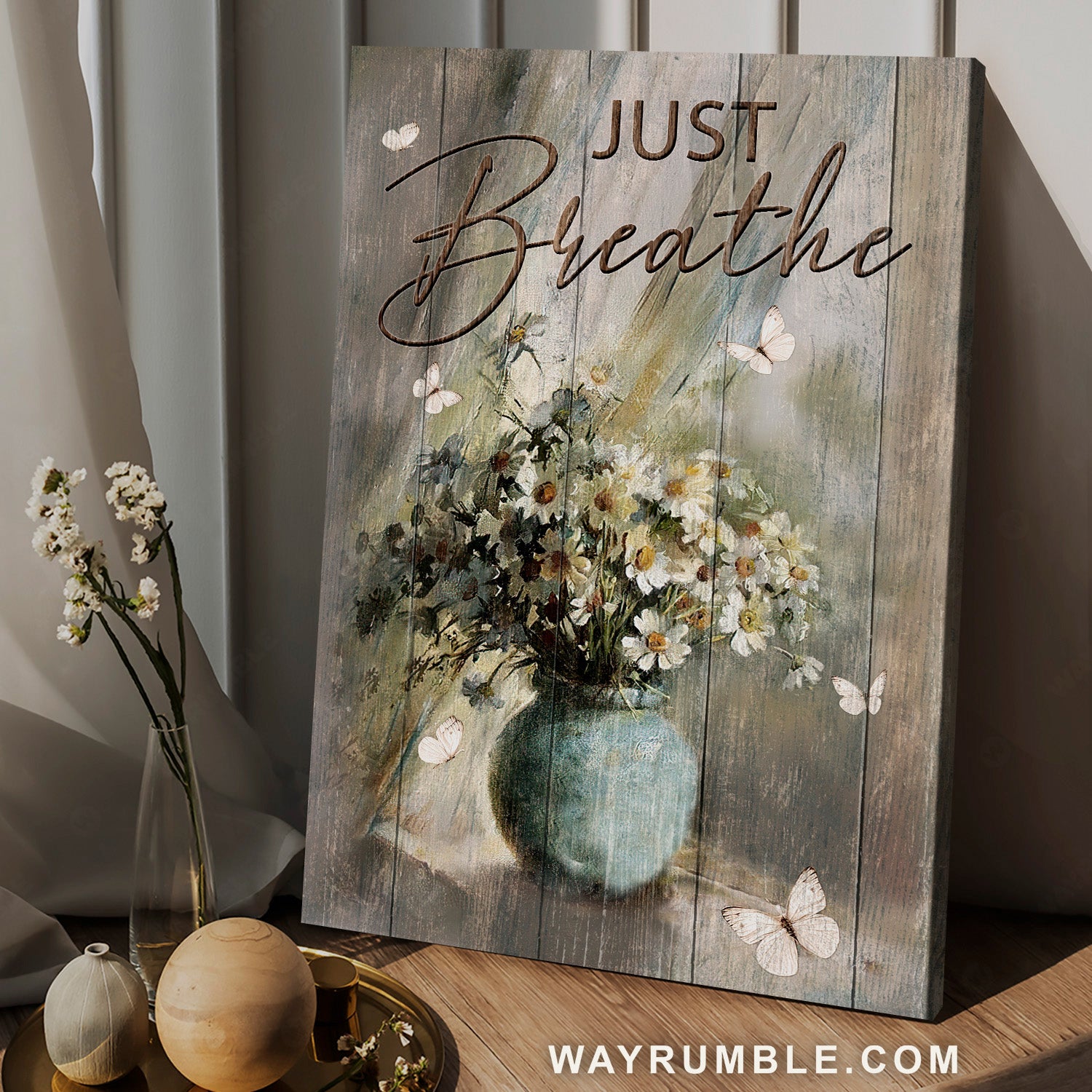 Vintage daisy, Butterfly artwork, Still life painting, Just breathe - Jesus Portrait Canvas Prints, Home Decor Wall Art