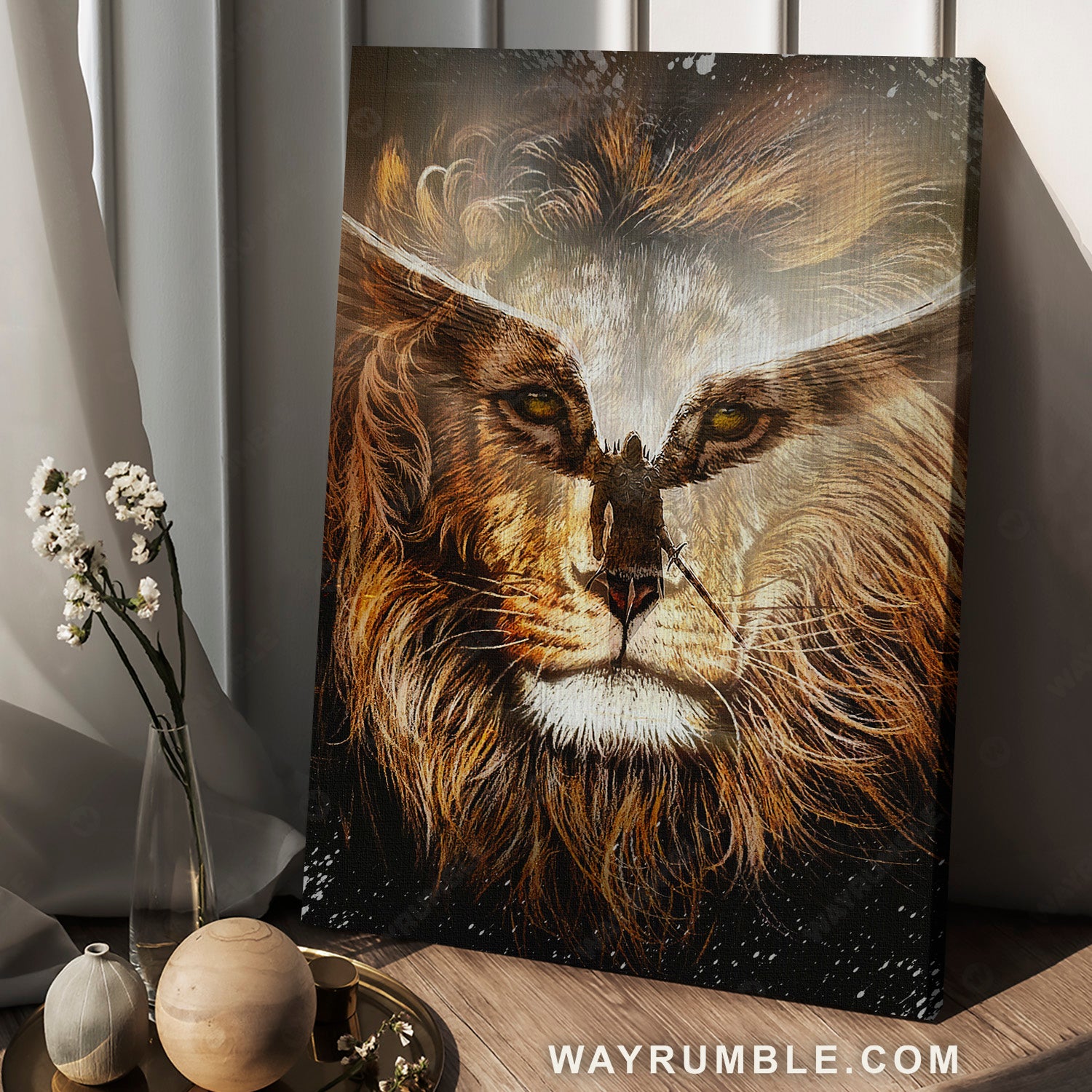 Lion of Judah, Stunning eagle, Warrior artwork, Jesus symbol - Jesus Portrait Canvas Prints, Home Decor Wall Art