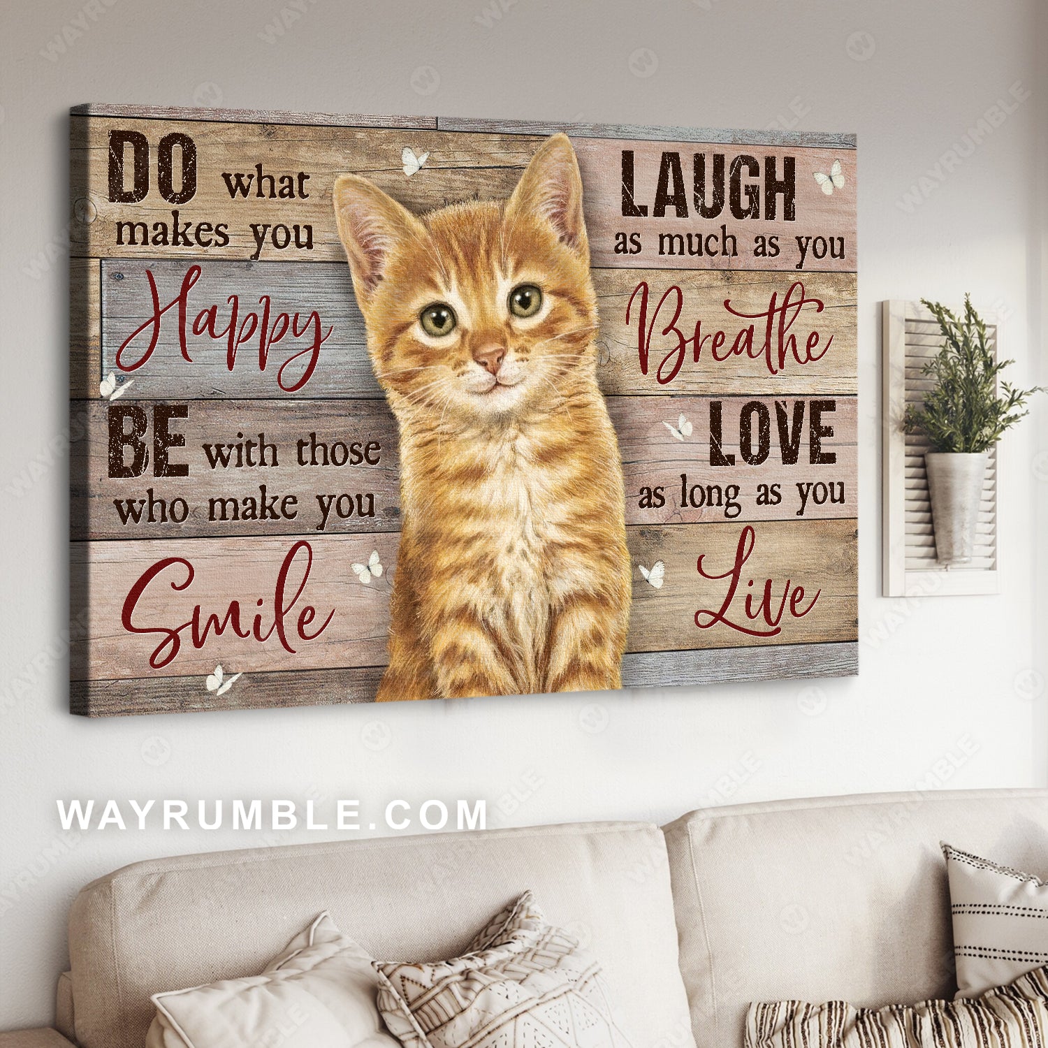 Little cat, Gift for cat lover, White butterfly, Do what makes you happy - Jesus Landscape Canvas Prints, Home Decor Wall Art