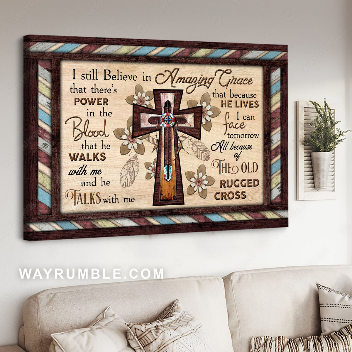 Jesus cross. Rugged cross, Flower pattern, I still believe in amazing grace - Jesus Landscape Canvas Prints, Christian Wall Art