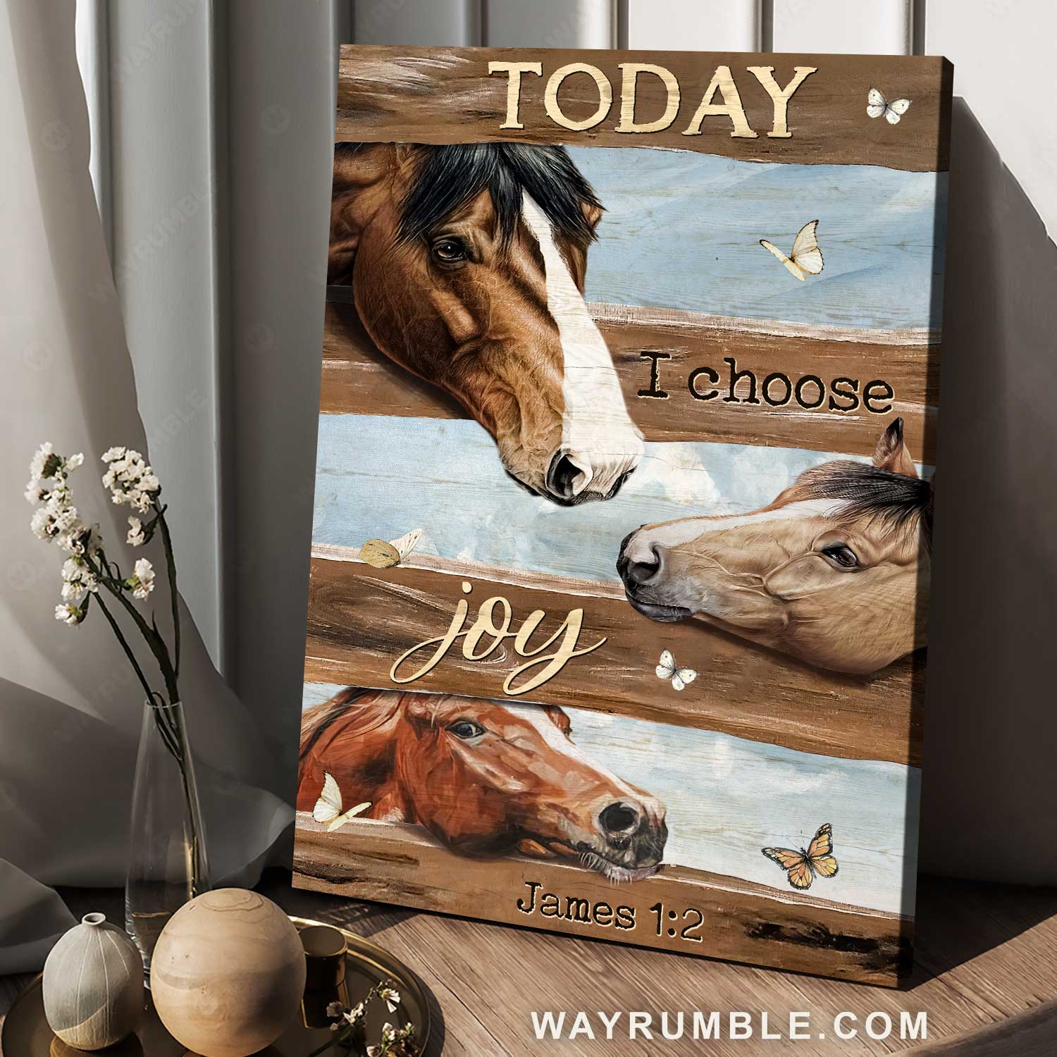 Cute horse, Gift for horse lover, Butterfly painting, Today I choose joy - Jesus Portrait Canvas Prints, Home Decor Wall Art