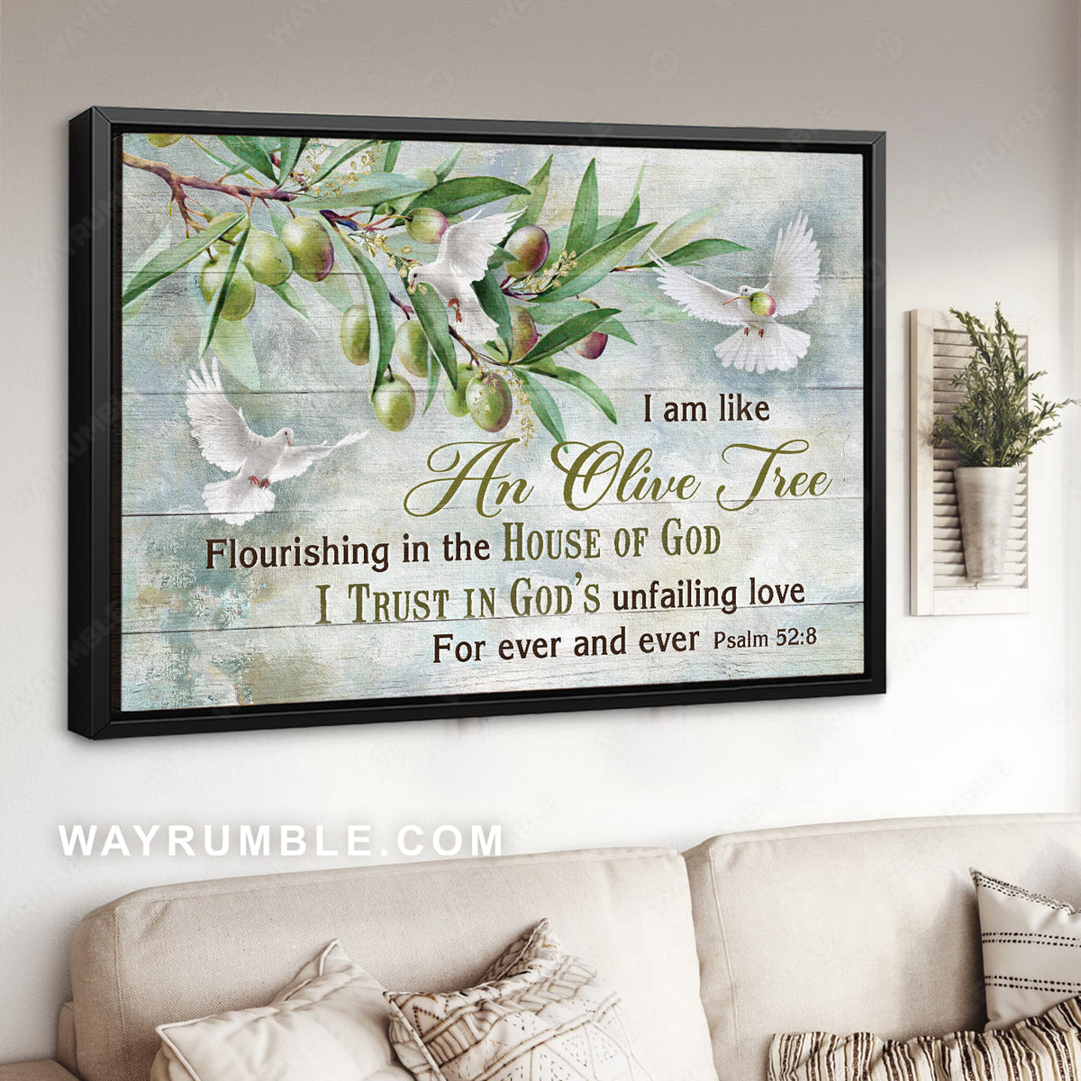 Olive tree, Dove drawing, Green garden, I am like an olive tree - Jesus Landscape Canvas Prints, Christian Wall Art