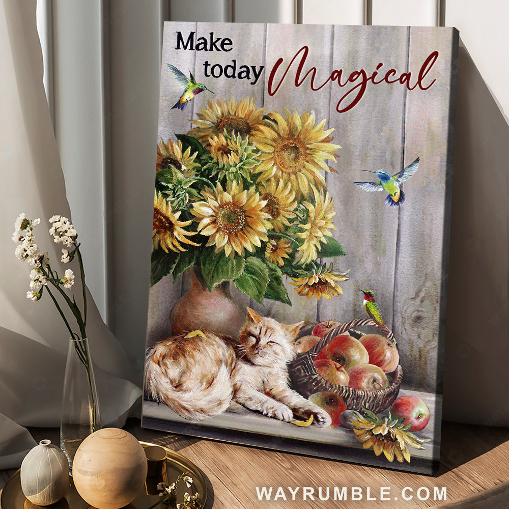 Cute cat, Sunflower vase, Apple painting, Hummingbird, Make today magical - Jesus Portrait Canvas Prints, Christian Wall Art